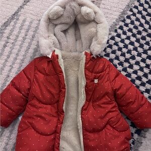Mayoral Red Puffer Jacket with White Accents